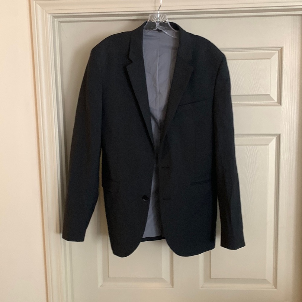 Express Extra Slim Black Cotton Sateen Suit